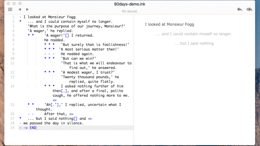 Using inkle’s ‘ink’ Language to Make IF Just Got Simpler With the ‘Inky Editor’